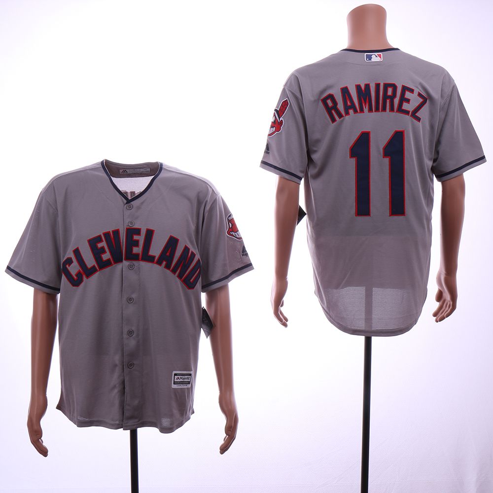 Men Cleveland Indians 11 Ramirez Grey Game MLB Jerseys
